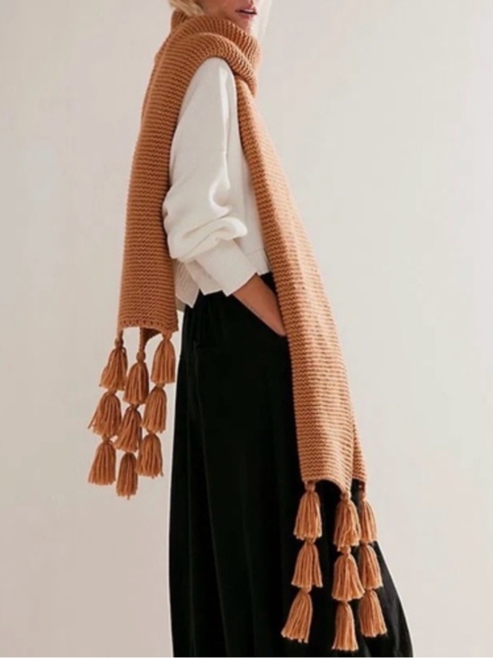 Free People Camel Fairytale Fringe Scarf
